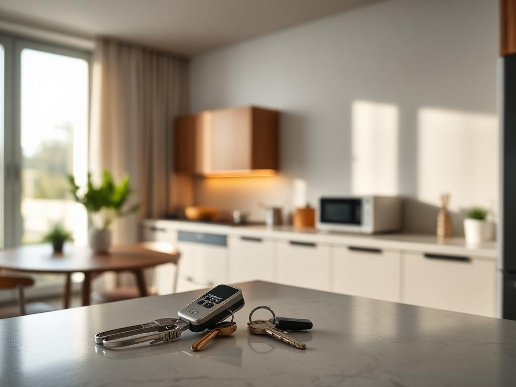 House keys on a modern kitchen counter